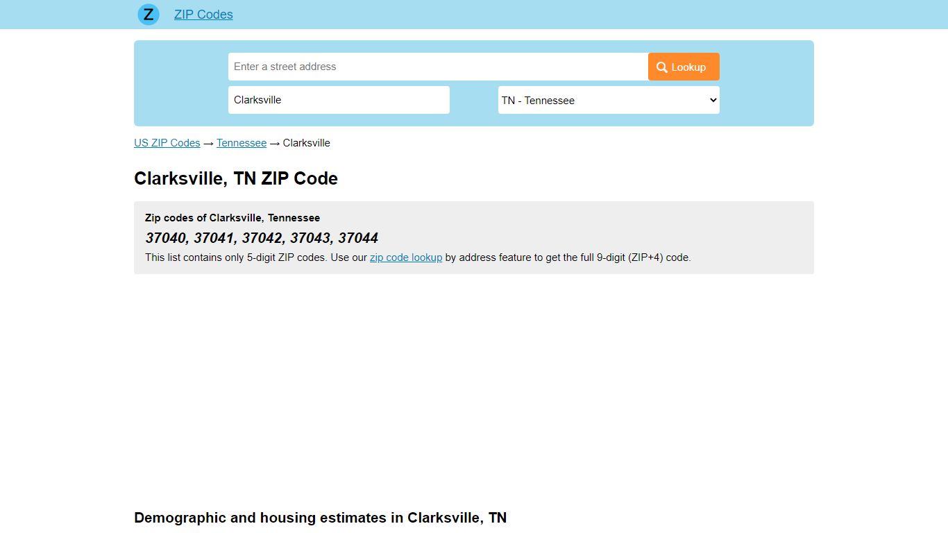 Clarksville, Tennessee ZIP Codes