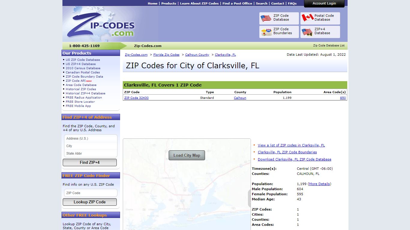 All Zip Codes in Clarksville FL