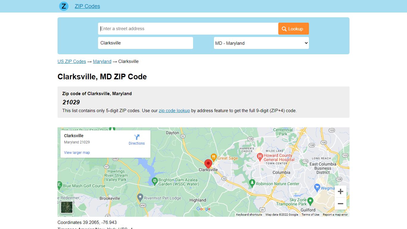 Clarksville, Maryland ZIP Codes