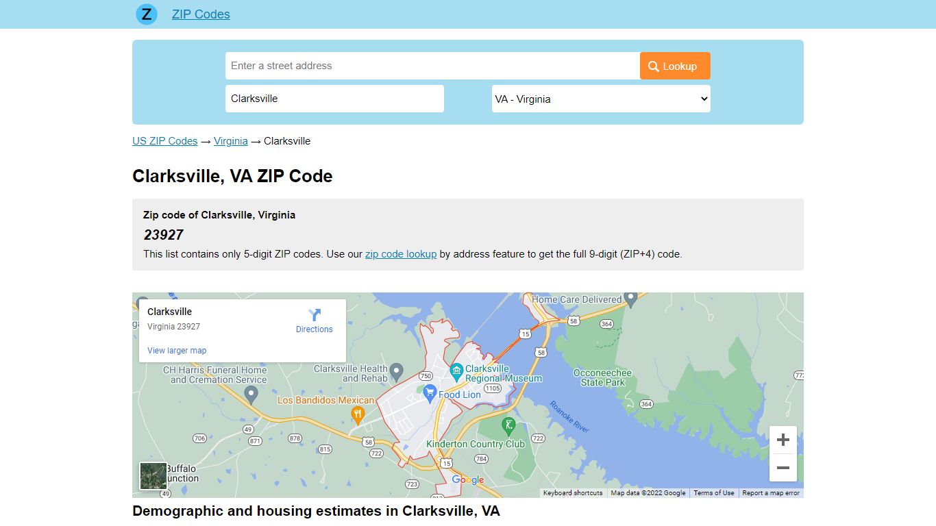 Clarksville, Virginia ZIP Codes