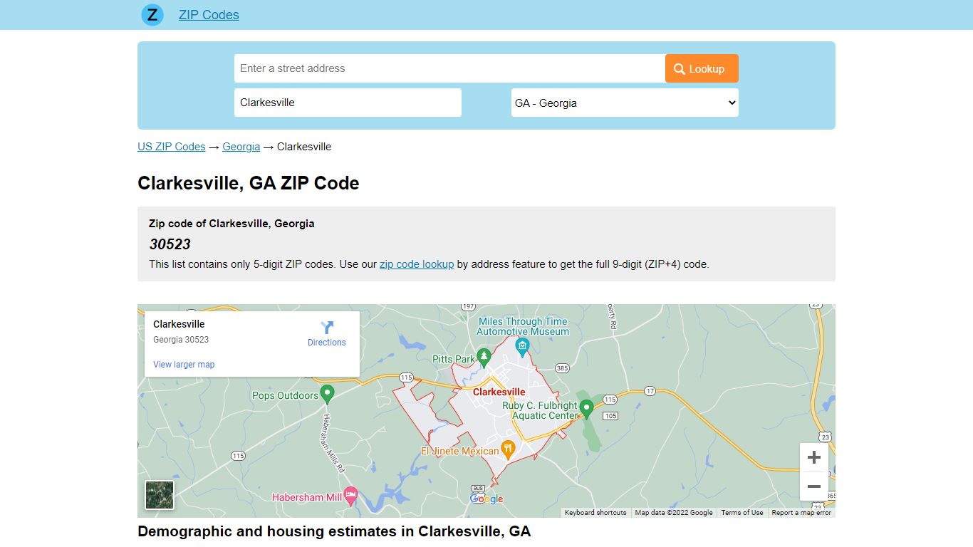 Clarkesville, Georgia ZIP Codes